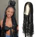 Olymei 38 Inches Full Double Lace Front Knotless Box Braided Wigs with Baby Hair for Black Women Super Long Braids Wig With Curls Ends Black Lace Frontal Braid Synthetic Wigs(Black)