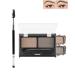2-Color Eyebrow Powder Palette Waterproof Long-Lasting Eye Brow Makeup Kit Defined Brow Filler Lightweight Blendable Natural Full Look for Sparse Eyebrows with Brow Brush-01 Light Brown + Grey