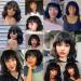 MISNEY 12 Inch Wavy Bob Human Hair Wig with Bangs - 130% Density, Machine Made, Natural Color - For Black Women - Buy Online on GoSupps.com