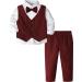 mintgreen Baby Boys Wedding Suits 3pcs Herringbone Tweed Outfit Christening Clothes Set Shirt + Waistcoat + Trousers + Bow Tie 1-4 Years 3-4 Years Red