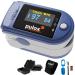 Pulse oximeter Pulox PO-200A with alarm pulse tone and accessory set for measuring SpO2 pulse and PI - blue