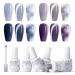 Gellen Gel Nail Polish Kit - 4 Mysterious Colors Blue Purple Jelly Gel Nail Polish Set Cat Eye Gel Nail Kit with Magnet Soak Off Blooming Gel Nail Polish for Spreading Effect Special Treat