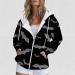Halloween Costumes Printed Hooded Pull Out Zipper Pocket Jacket Oversized Single Breasted Coat Medium Black - Buy Online on GoSupps.com