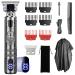 Hair Trimmer Long Hair Trimmer Men's Wireless Hair Trimmer 0 mm Hair Trimmer Rechargeable with LED Display T Blade Trimmer Electric Beard Trimmer for Children and Families (Silver LED) Silver-led