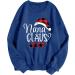 Yihaojia Christmas Sweatshirt for Women Cute Graphic Letter Print Long Sleeve Shirts Cute Tops Crewneck Sweaters Xmas Gift Blue XX-Large - Buy Online on GoSupps.com