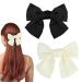 Bow Hair Clip 2Pcs Hair Bows for Women Big Bowknot Hairpin French Hair Clips with Ribbon Solid Color Hair Barrette Clips Soft Satin Silky Hair Bows for Women Girls(Black+White)