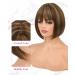 REECHO 11 Short Brown Bob Wig with Bangs - Synthetic Replacement Hair for Women - Chocolate Brown with Blonde Highlights - 11 Inch - Buy Online on GoSupps.com
