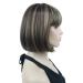 Lydell Short Bob Wig L8-124 Brown with Highlights | Heat Resistant Synthetic Hair | Cute Central Dot Skin | Flat Bangs - Buy Online on GoSupps.com