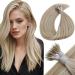 LAAVOO REMY NANORING Extensions Real Hair Blond 50cm Cold Fusion Nano Bonding Hair Extension 1g/S 50g Nano Tip Extensions Human Hair #P18/613 Highlight ash blonde with Platinblond 50 strands 50 cm 3-nano #P18/613