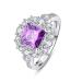 Empsoul 925 Sterling Silver Flower Ring Princess Cut Simulated Amethyst Wedding Ring Mother's Day Gift Size 6 US6 Purple