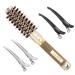 AIMIKE Round Brush, Nano Thermal Ceramic & Ionic Tech Hair Brush, Small Round Barrel Brush with Boar Bristles for Blow Drying, Styling, Curling and Shine (2 inch, Barrel 1 inch) + 4 Free Clips 25mm-1 Inch (2 Inch with Bris…