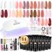 ROSALIND Poly Nail Gel Kit -14 Colors +72 Nail Art Accessories kit Clear Nude Poly Nails Gel Kit Starter Kit With Slip Solution Pro Nude Pink Nail Extensions Gel Set with Mini UV Lamp 14 Colors Nude Nail Gel kit