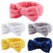 YGQQOY 5Pcs Face Headband  Bow Hair Band Makeup Headbands Fluffy Face Spa Headband for Washing Face Shower Skin Care  Coral Fleece Head Wraps Slumber Party Supplies