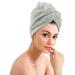ERINA Cotton Hair Wrap Salon Towel Pack of 2 Women's Shower Cap for Hair Care Super Soft Durable Twist Hair Wrap Turban with Button for Home Hotels Salons Spas (Hair Wrap (2 Pack) Grey) Grey Hair Wrap (2 Pack)