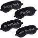 4 Pieces Funny Sleep Mask Silk Eye Mask Soft Blackout Blindfold with Adjustable Strap Sleeping Eye Cover Mask for Women Men Travel, Nap, Meditation (Black)