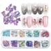 Nail Art Shell Flakes 1Box 12Grids Irregular Abalone Seashell Slices for Nail Art Nail Art Accessories Colorful Shell Pieces Nail Sequins Glitter for DIY Manicure (Shell Pieces C)