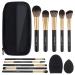 Makeup Brushes,MAANGE 10 PCs Travel Professional Makeup Brushes Set with Case,Foundation Kabuki Blush Eyeshadow Make Up Brush with Makeup Sponge and Brush Cleaner(Blackgold)