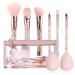 Makeup Brushes Set,9pcs Shiny Crystal Glitter Makeup Brushes with Pouch,Nylon Hair Plastic Handle Brushes with Organizer Bag for Eyeshadow,Foundation,Blush,Face Powder,Eyebrow & Li,Travel Friendly