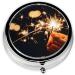 Shop Beautiful Fireworks Printed Mini Round Pill Box - 3 Compartment Portable Organizer for Travel Home & Office Use - Buy Online on GoSupps.com