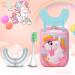 RZM Kids Automatic Sonic Toothbrush- 2 Ergonomic U-Shaped Toothbrush and 1 Regular Brush Head, Six Modes for 360 Sensitive Oral Tooth Cleaning(Pink Unicorn) Pink, Regular Brush Head
