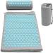 Navaris 2-in-1 Acupressure Massage Set - Shakti Mat & Pillow - Relaxation & Pain Relief - Lightweight Gray & Blue - Ships Internationally - Buy Online on GoSupps.com