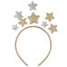 Uonlytech Bridal Hair Clip Christmas Star Headband Shiny Pentagram Head Bopper Holiday Hair Hoop Birthday Hair Accessories for Costume Party Wedding Hair Clip