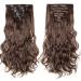 Silk-co 17 inch Light Brown Clip in Hair Extensions - 100% Synthetic Long Curly Wavy Hairpieces (8pcs) - Full Head 17 Inch Curly #Light Brown - Buy Online on GoSupps.com