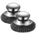 Stainless Steel Scrubber 2Pcs Metal Scourer with Handle Hand Caring Replaceable Kitchen Cleaning Brush for Dishes Pan Pot Stove Plate