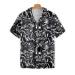 HYPERFAVOR Skull Barber Shirts for Men- Casual Short Sleeve Barber Skull Shirt Men- Barber Hawaiian Shirts for Men Medium V2
