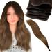 LAAVOO LAG TREEN Extensions Real Hair Brown Balayage 60cm Virgin Real Hair Tress Extensions Ombre Brown With Light Brown Tress Real Hair Extensions For Sewing 25g 60cm Virgin-25g 1.37#3/8