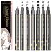 6 Styles/Set Pen Eyeliner Stamp Wing Liner  Waterproof  Double Sided & Long Lasting Eye Pencil   (Heart/Moon/Star /Flowers )Shape Stamp Pen  Super Slim Gel Felt Tip High Black Pigment (6PCS)