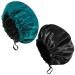 Fuyamp 2 Packs Satin Sleep Cap Adjustable Silky Sleep Bonnet for Women Long Curly Hair Double-Sided Waterproof Satin Hair Cap Extra Large Sleep Satin Bonnet for Women Girls Sleeping Black+Lake Green