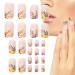 Huyath Press On Nails - Square Flower False Nails - Long Lasting and Detachable Artificial Short False Nails for Girls Women