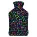 Colorful Stars Hot Water Bottle With Cover Plush Bed Bottle Hand Warmer For Adults And Children 26.5X15.3cm