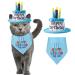 Ushang Pet Puppy & Cat Birthday Cake Hat & Birthday Bandana Scarfs Set Blue, Cat Happy Birthday Hat with Colorful Candles, Cat Birthday Party Supplies Decorations Birthday Hat & Bandana