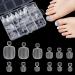 Tomicca 120 pieces transparent false toenails kit 12 sizes artificial toenails for sticking on full cover acrylic artificial tooth hinge tips for women women nail art DIY 120 pieces short