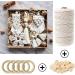 152pcs Macrame Kit for Beginners - 3mm x 220yards Natural Cotton Cord with Supplies for Macrame Plant Hanger - Wooden Beads, Rings, Sticks, Metal Rings - Buy Online on GoSupps.com