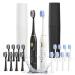 MOROLURU Electric Toothbrush Dual Handle 5 Modes with Smart Timer and 16 Brush Heads & 2 Travel Cases Including IPX7 Waterproof Black&White