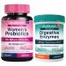 NewRhythm Digestion & Feminine Health Bundle Probiotics Prebiotics Digestive Enzymes Cranberry Vitamin C & B6 Bundle & Save 60 Capsules Each