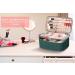 Dofilachy Double Layer Travel Makeup Case- Professional Organizer for Women | Portable Cosmetic Bag with Makeup Brush Holder (Green) - Buy Online on GoSupps.com