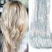 Silver Hair Tinsel Kit with Tools 47 Inch 1100 Strands Tinsel Hair Extensions Fairy Hair Tinsel Kit Heat Resistant  Sparkling Shinny Glitter Tensile Hair Extensions for Women Girls Hair Accessories (Silver)