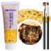 Sunnylisa body glitter gel mermaid sequin sparkling chunky glitter liquid gel for face hair lips glitter for festival glitter masquerade birthday makeup contains 2 brushes golden*1