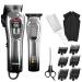 Hair Clippers for Men Professional Clippers and Trimmers Set Cordless Clippers for Hair Cutting Beard Trimmer Barber Clippers Rechargeable Electric Shaver Silver