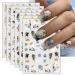 JMEOWIO 10 Sheets Glitter Spring Flower Nail Art Stickers Decals Self-Adhesive Colorful Summer Floral Nail Supplies Nail Art Design Decoration Accessories