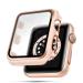 top4cus 38mm Case Compatible with Apple Watch with Built-in Tempered Glass Screen Protector PC Cover for iWatch Series 8/7/SE 6 5 4/3 2 for Choice (38mm Pink + Rose Gold Edge) Pink + Rose gold edge 38 mm