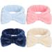 Heyu-Lotus 4 pieces Spa Bowknot Hair bands Coral Fleece Makeup Bow headband Elastic Cosmetic Herring strap for washing the face shower yoga sports skin care (beige pink blue navy))