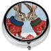 Bunny Rabbit Round Pill Box - 3 Compartment Mini Travel Organizer for Vitamins & Medicine | Portable Decorative Purse Case - Buy Online on GoSupps.com