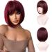 Aida ble Bob Wigs with Bangs Burgundy Wig for Women Wine Red Wig Short Straight Wig Heat Resistant Fiber Synthetic Wig Halloween Cosplay 99J Colorful Wigs Party Wig
