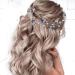 Flatser Blue Crystal Wedding Hair Vine Silver Pearl Rhinestone Bridal Headpiece Maple Leaf Bride Hair Piece for Women
