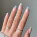 French False Nails Short 24Pcs Almond Fake Nails Light Teal Swirl Press on Nails with Designs Oval Nude French Nails Tips with Nail Glue Stick on Nail for Women Girls Nail Art French Gradient 29 Piece Set